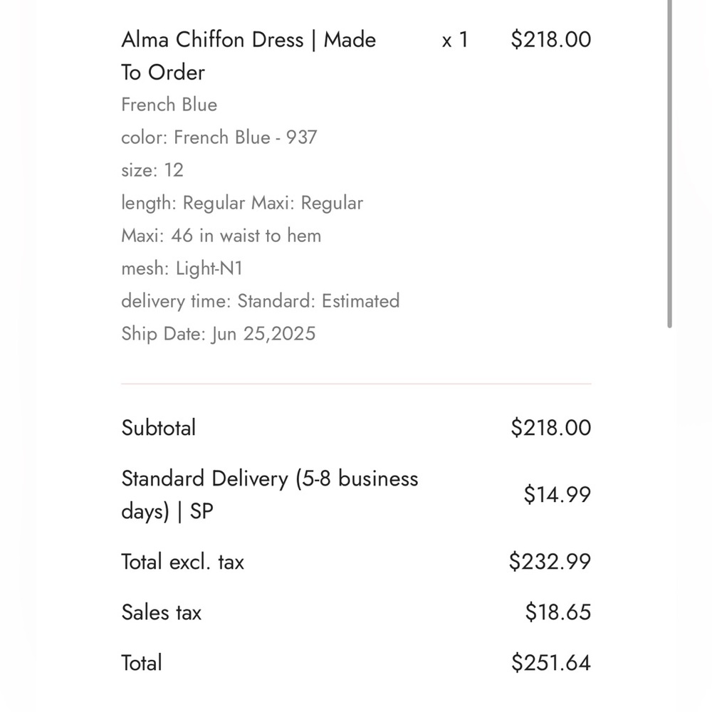 Revelry Alma Chiffon Dress size 12 French blue regular hem - Picture 4 of 4